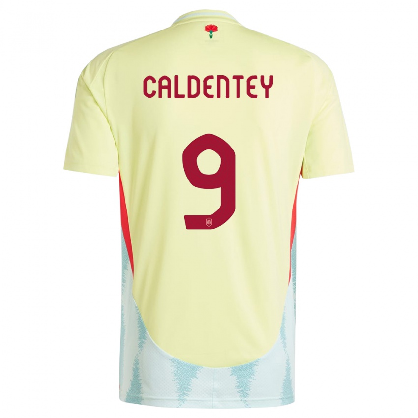 Kinder Spanien Mariona Caldentey #9 Gelb Auswärtstrikot Trikot 24-26 T-Shirt Belgien