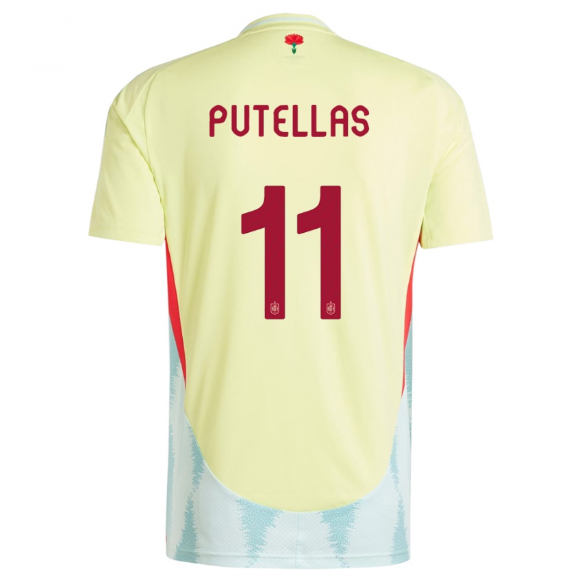 Kinder Spanien Alexia Putellas #11 Gelb Auswärtstrikot Trikot 24-26 T-Shirt Belgien