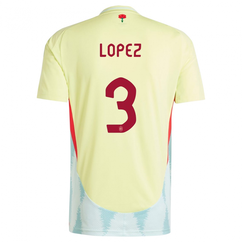 Kinder Spanien Juan Lopez #3 Gelb Auswärtstrikot Trikot 24-26 T-Shirt Belgien