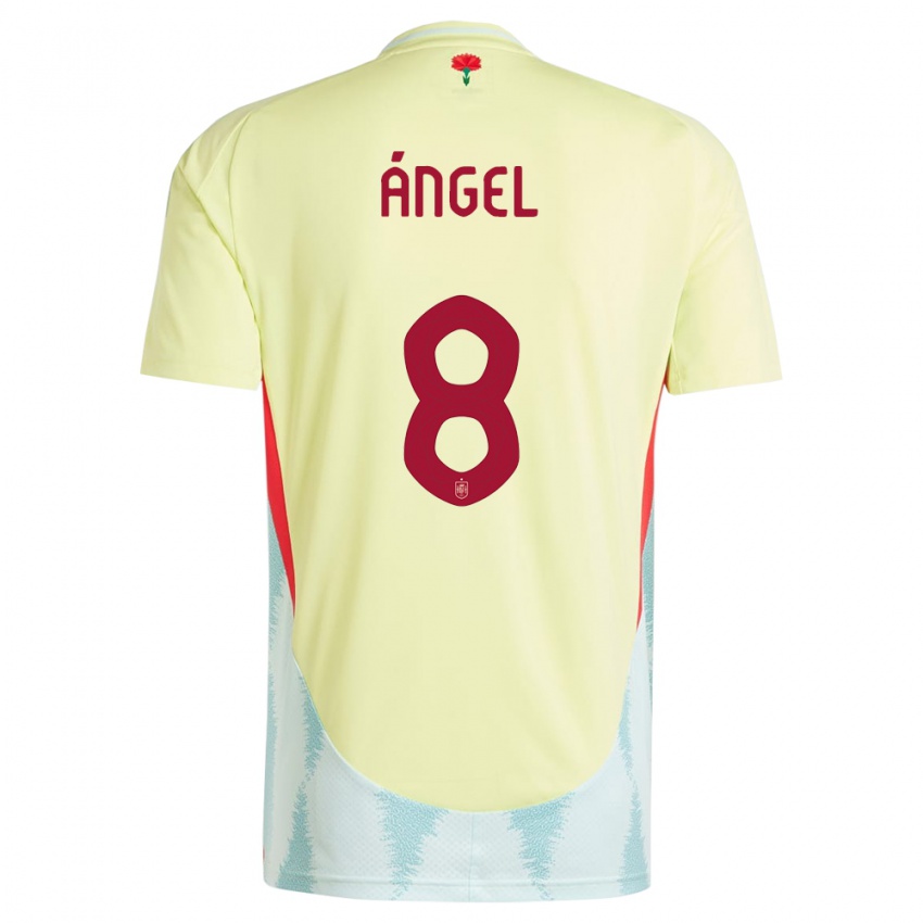 Enfant Maillot Espagne Manuel Angel #8 Jaune Tenues Extérieur 24-26 T-Shirt Belgique