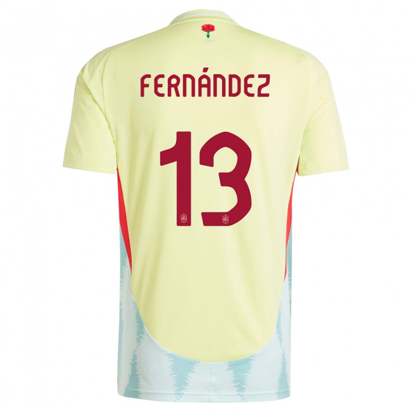 Kinder Spanien Cesar Fernandez #13 Gelb Auswärtstrikot Trikot 24-26 T-Shirt Belgien