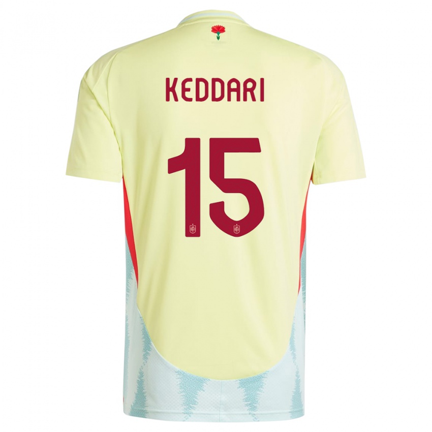 Enfant Maillot Espagne Wassim Keddari #15 Jaune Tenues Extérieur 24-26 T-Shirt Belgique