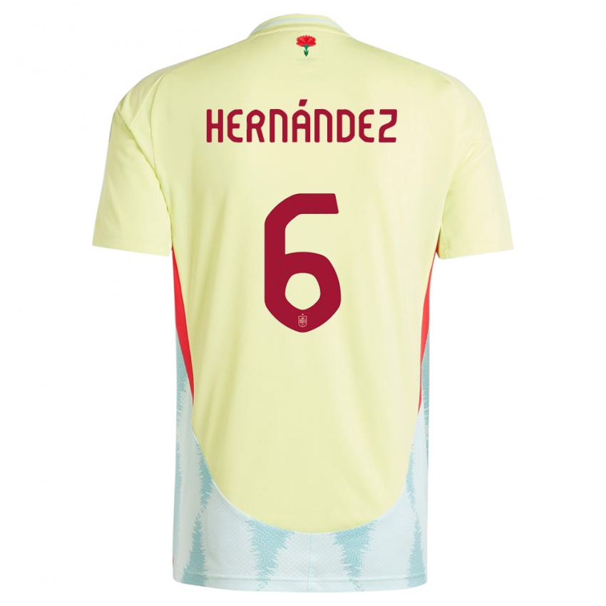 Kinder Spanien Gerard Hernandez #6 Gelb Auswärtstrikot Trikot 24-26 T-Shirt Belgien