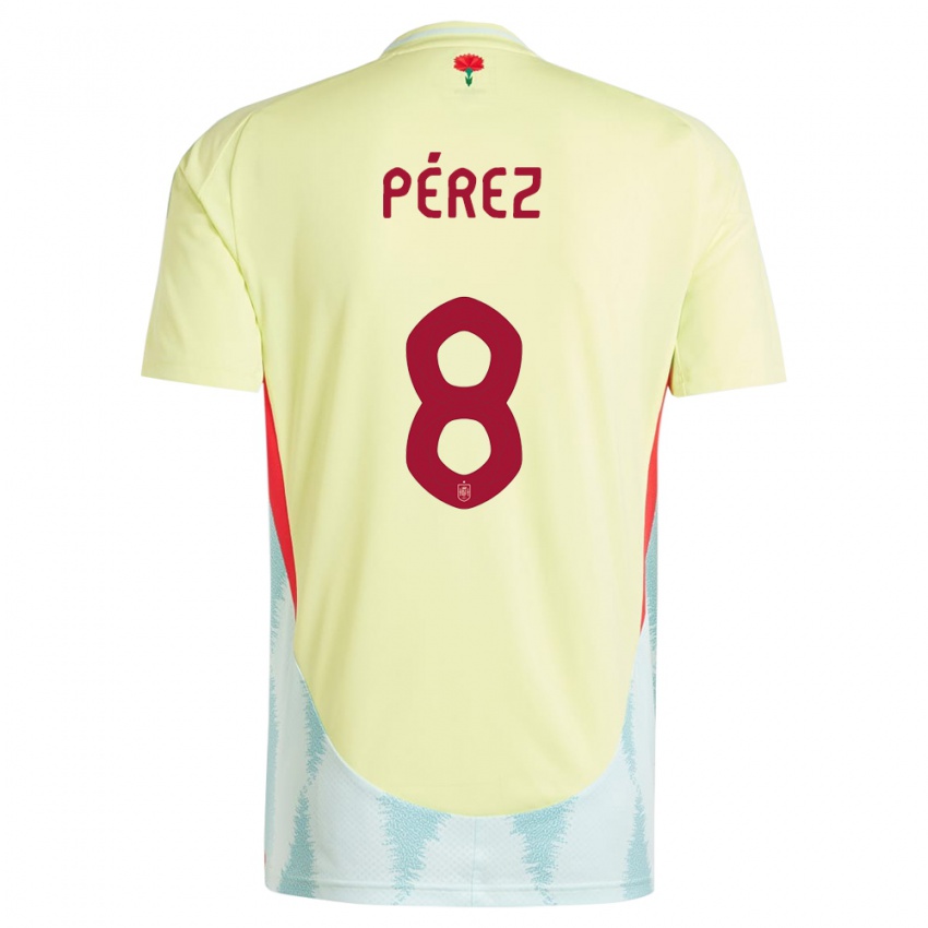Kinder Spanien Dani Perez #8 Gelb Auswärtstrikot Trikot 24-26 T-Shirt Belgien