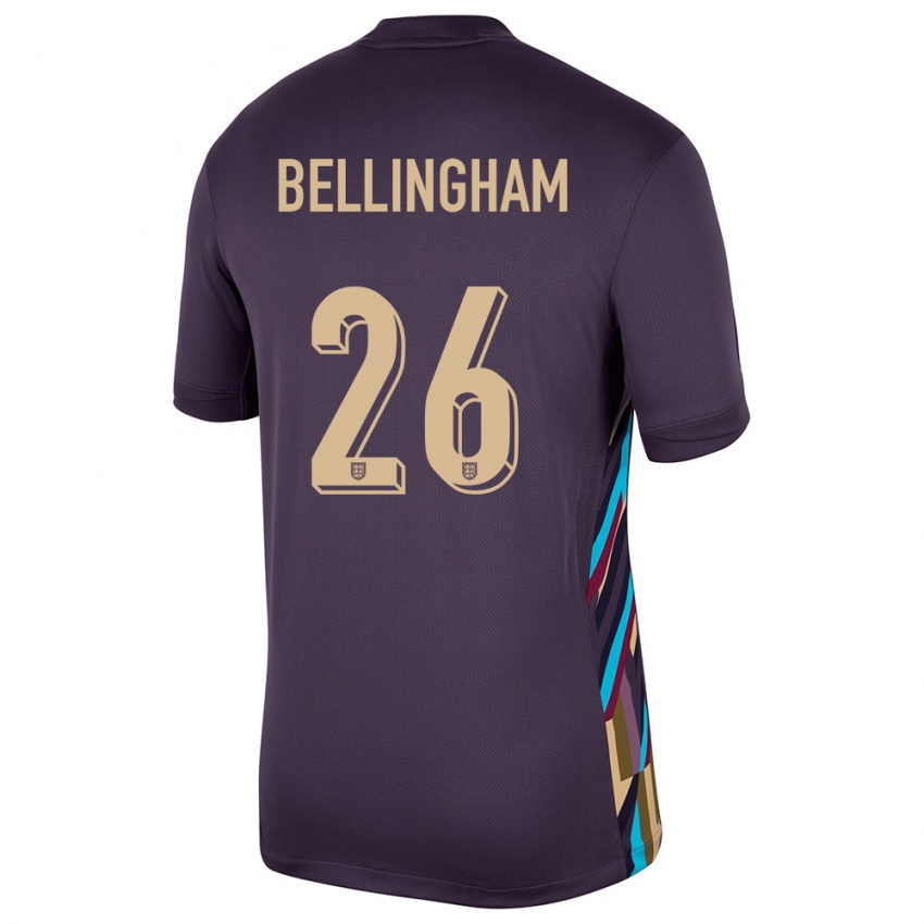 Kinder England Jude Bellingham #26 Dunkle Rosine Auswärtstrikot Trikot 24-26 T-Shirt Belgien
