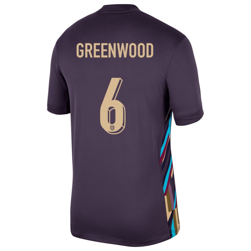 Kinderen Engeland Alex Greenwood #6 Donkere Rozijn Uitshirt Uittenue 24-26 T-Shirt België