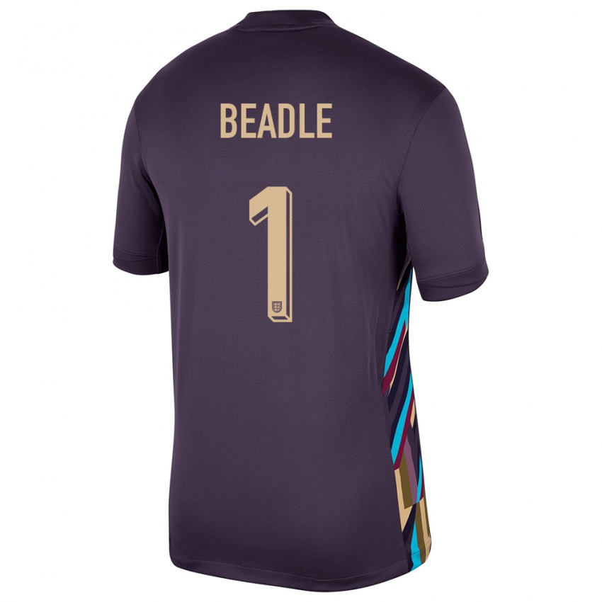 Kinder England James Beadle #1 Dunkle Rosine Auswärtstrikot Trikot 24-26 T-Shirt Belgien