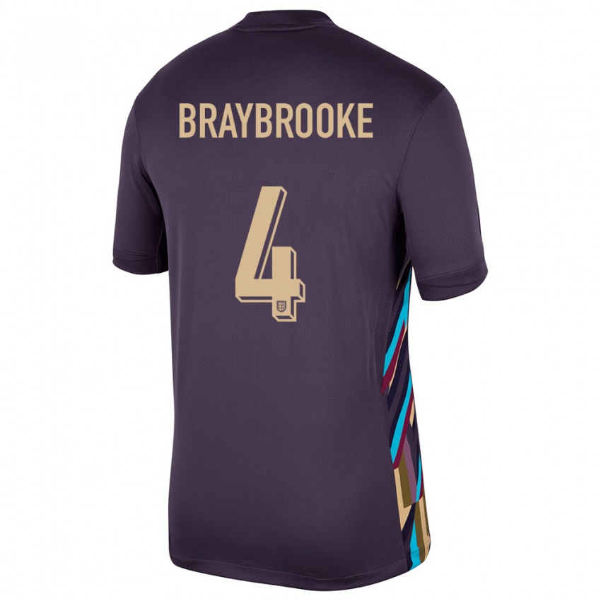 Kinderen Engeland Samuel Braybrooke #4 Donkere Rozijn Uitshirt Uittenue 24-26 T-Shirt België