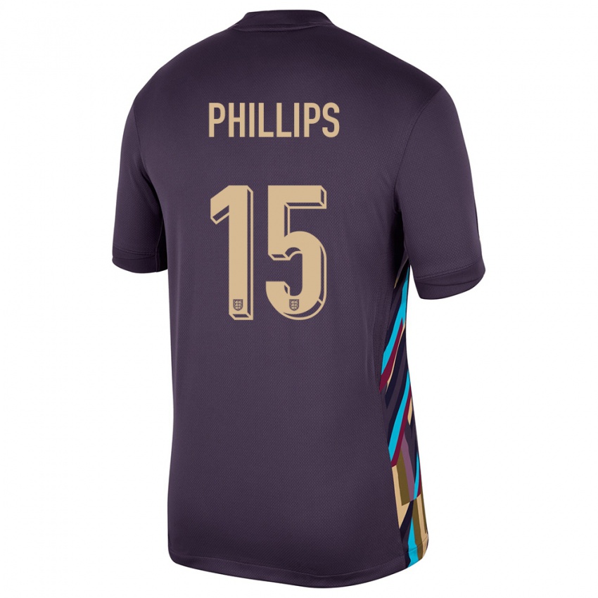 Kinder England Ashley Phillips #15 Dunkle Rosine Auswärtstrikot Trikot 24-26 T-Shirt Belgien