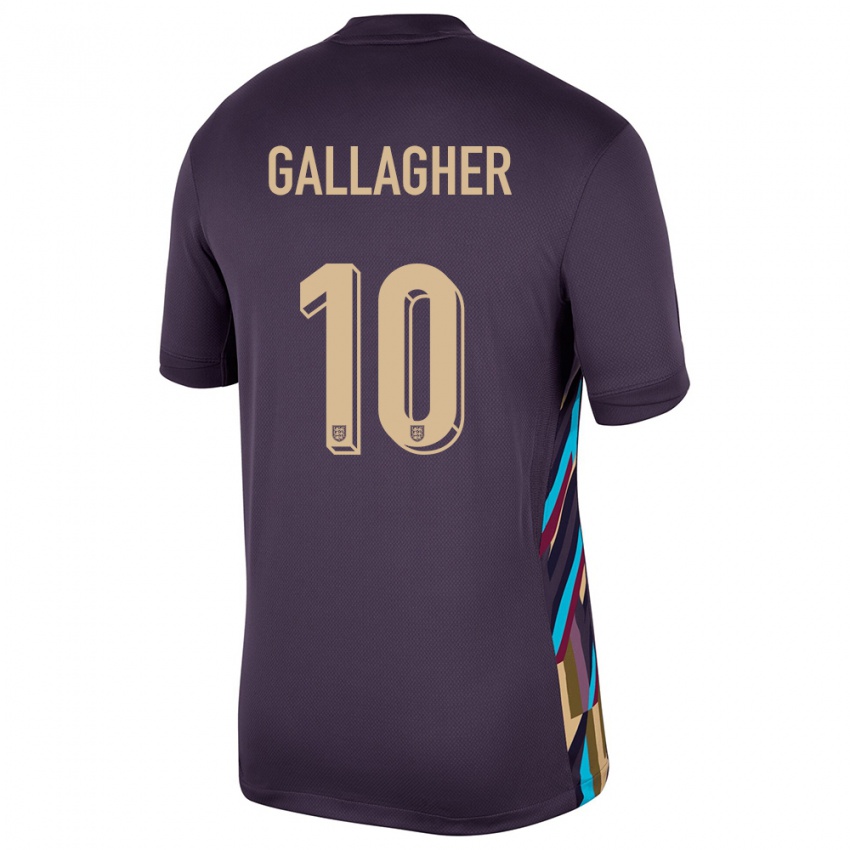 Kinder England Conor Gallagher #10 Dunkle Rosine Auswärtstrikot Trikot 24-26 T-Shirt Belgien