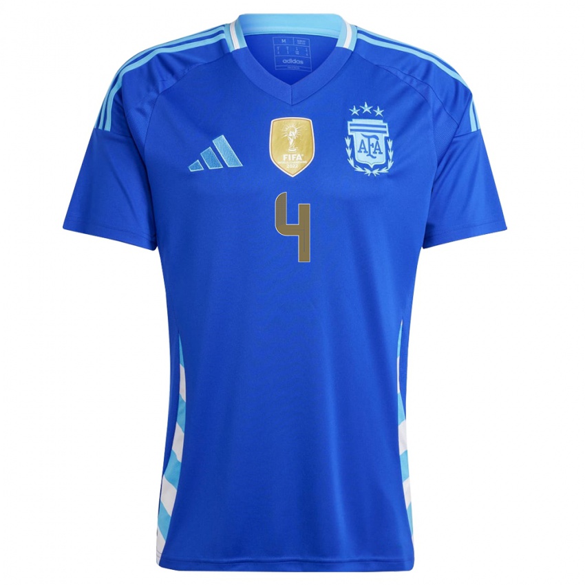 Kinder Argentinien Sofia Schell #4 Blau Auswärtstrikot Trikot 24-26 T-Shirt Belgien