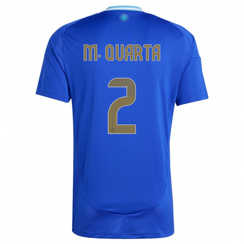 Kinder Argentinien Lucas Martinez Quarta #2 Blau Auswärtstrikot Trikot 24-26 T-Shirt Belgien