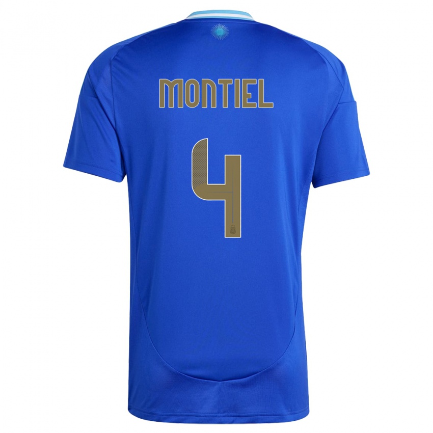Kinder Argentinien Gonzalo Montiel #4 Blau Auswärtstrikot Trikot 24-26 T-Shirt Belgien