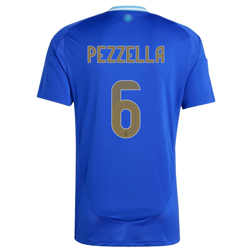 Enfant Maillot Argentine German Pezzella #6 Bleu Tenues Extérieur 24-26 T-Shirt Belgique
