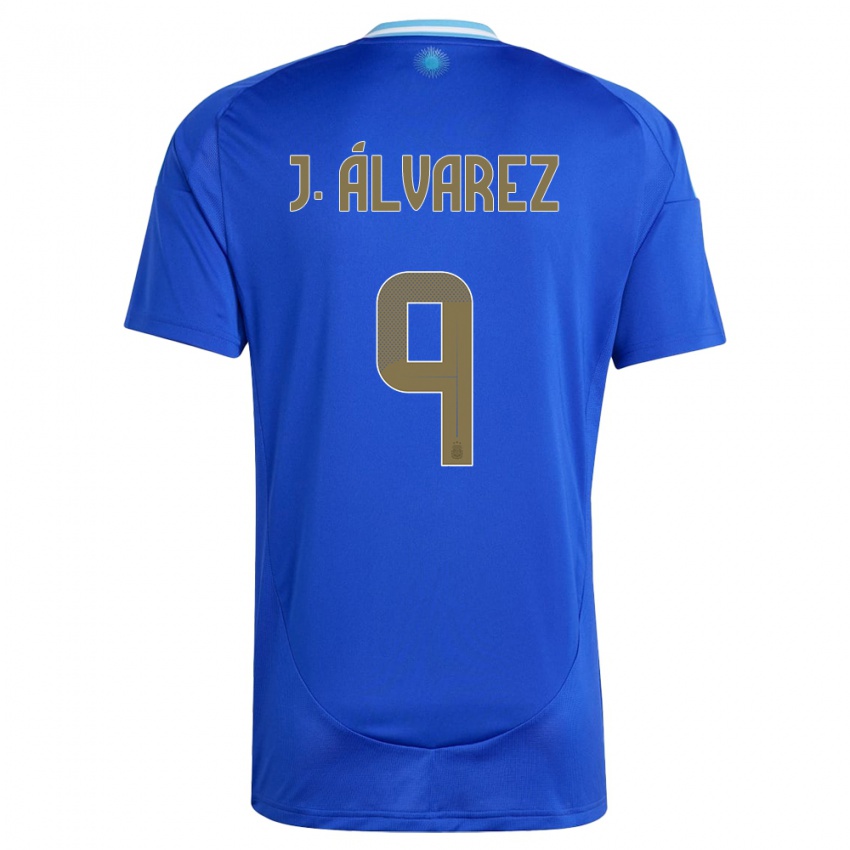 Kinder Argentinien Julian Alvarez #9 Blau Auswärtstrikot Trikot 24-26 T-Shirt Belgien