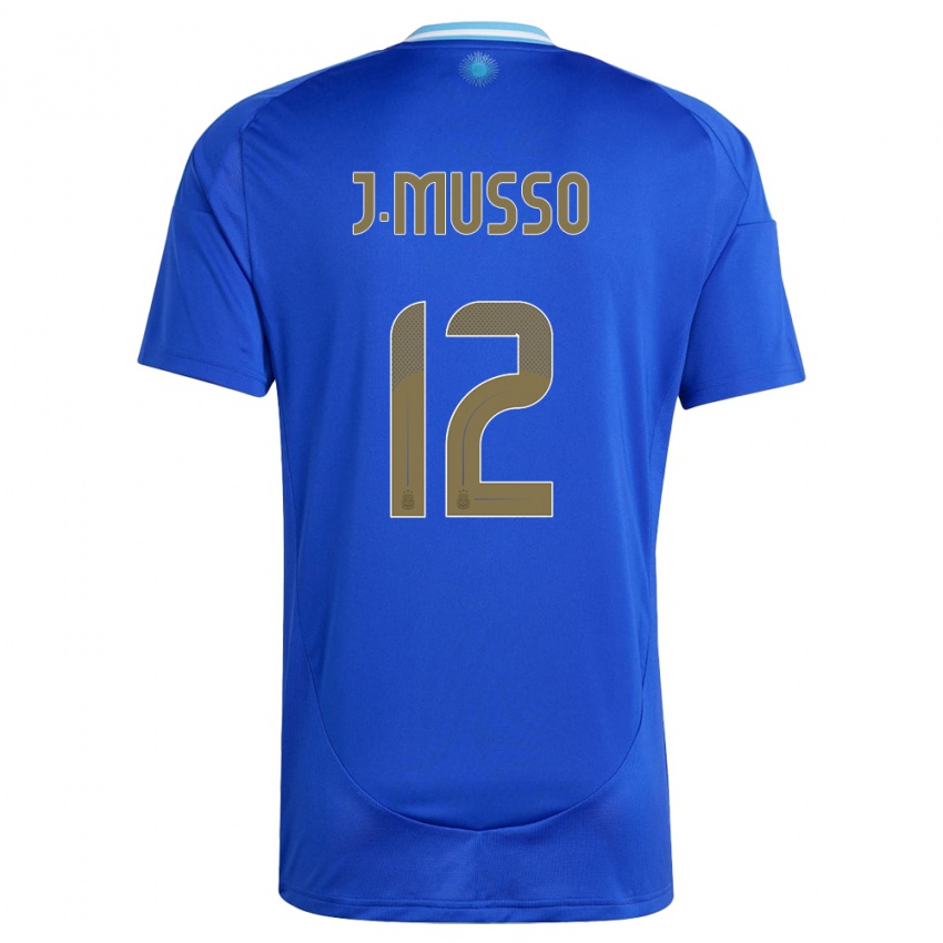 Kinder Argentinien Juan Musso #12 Blau Auswärtstrikot Trikot 24-26 T-Shirt Belgien