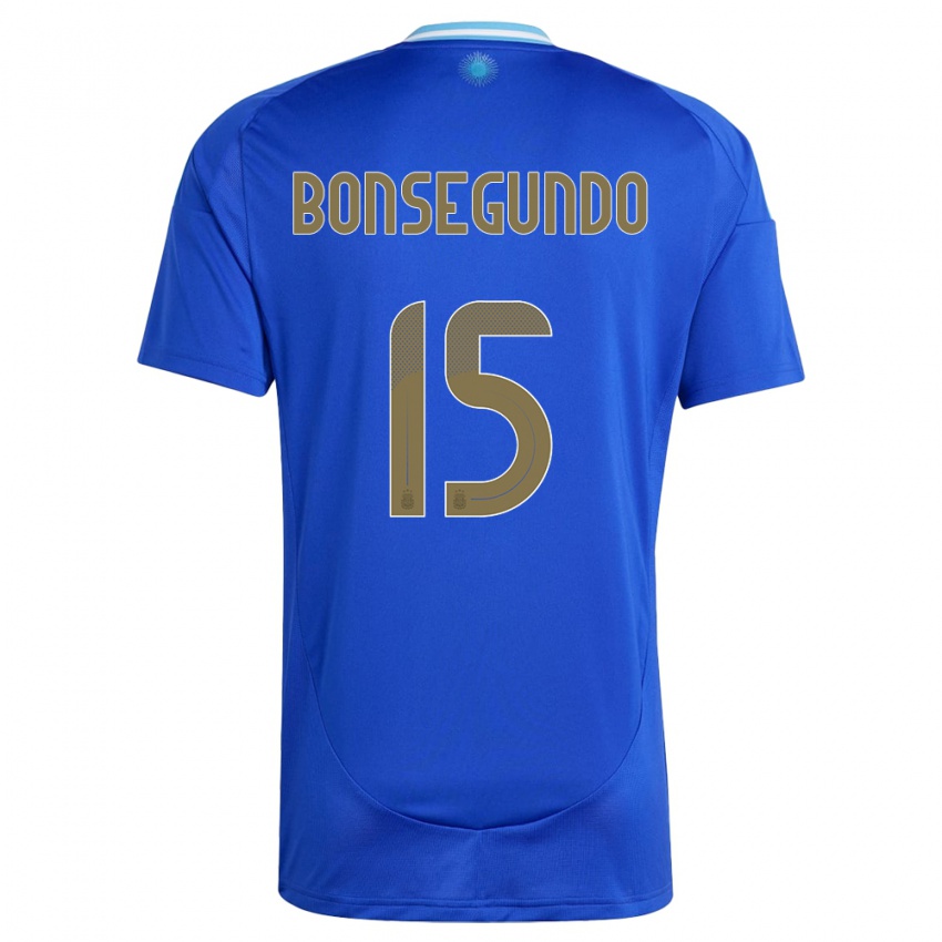 Kinder Argentinien Florencia Bonsegundo #15 Blau Auswärtstrikot Trikot 24-26 T-Shirt Belgien