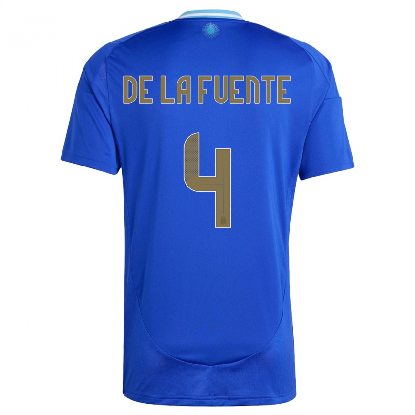 Enfant Maillot Argentine Hernan De La Fuente #4 Bleu Tenues Extérieur 24-26 T-Shirt Belgique