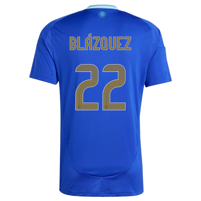 Kinder Argentinien Joaquin Blazquez #22 Blau Auswärtstrikot Trikot 24-26 T-Shirt Belgien