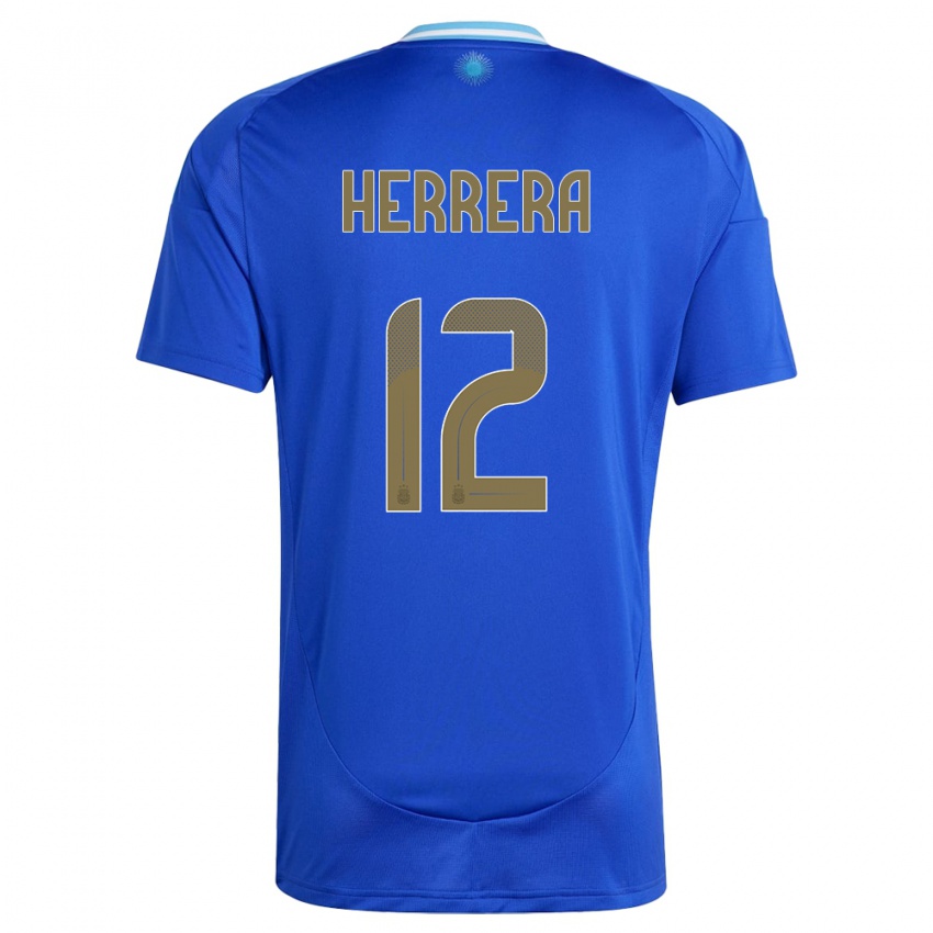 Kinder Argentinien Franco Herrera #12 Blau Auswärtstrikot Trikot 24-26 T-Shirt Belgien