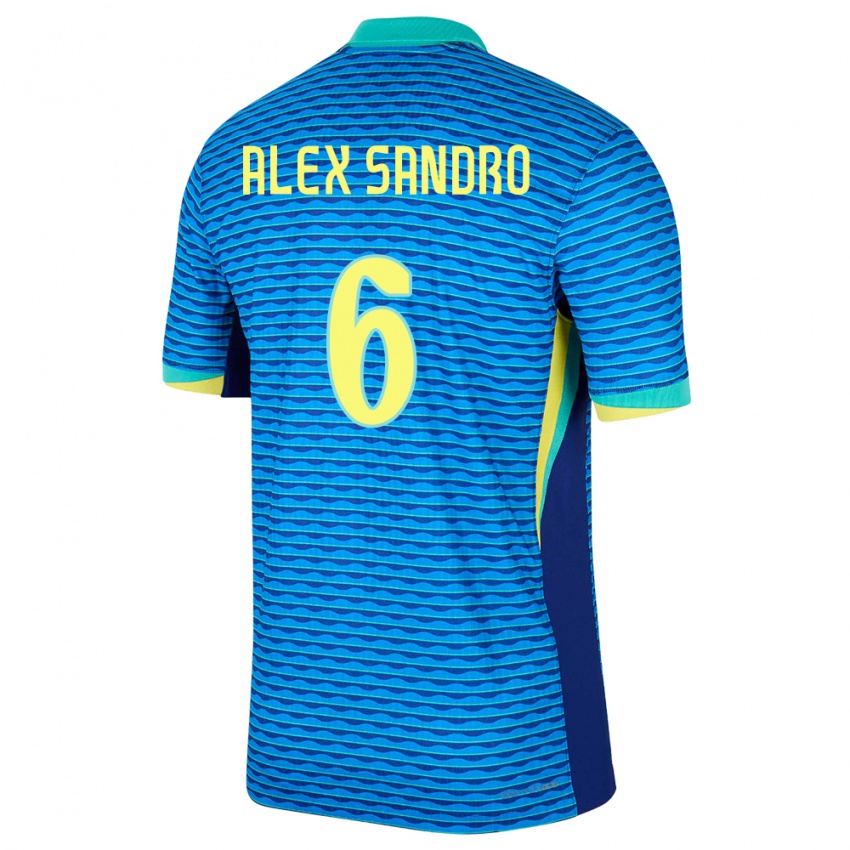 Enfant Maillot Brésil Alex Sandro #6 Bleu Tenues Extérieur 24-26 T-Shirt Belgique