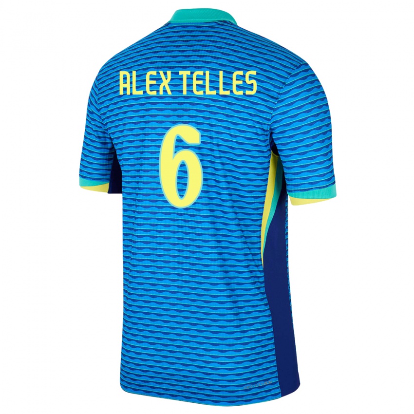 Kinderen Brazilië Alex Telles #6 Blauw Uitshirt Uittenue 24-26 T-Shirt België