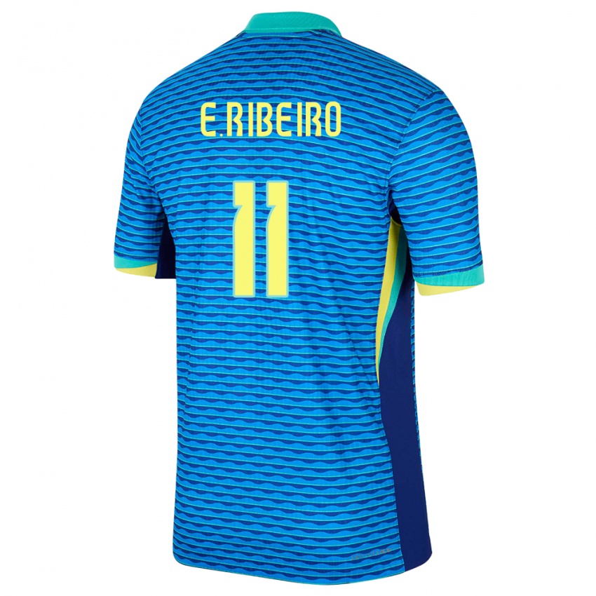 Enfant Maillot Brésil Everton Ribeiro #11 Bleu Tenues Extérieur 24-26 T-Shirt Belgique