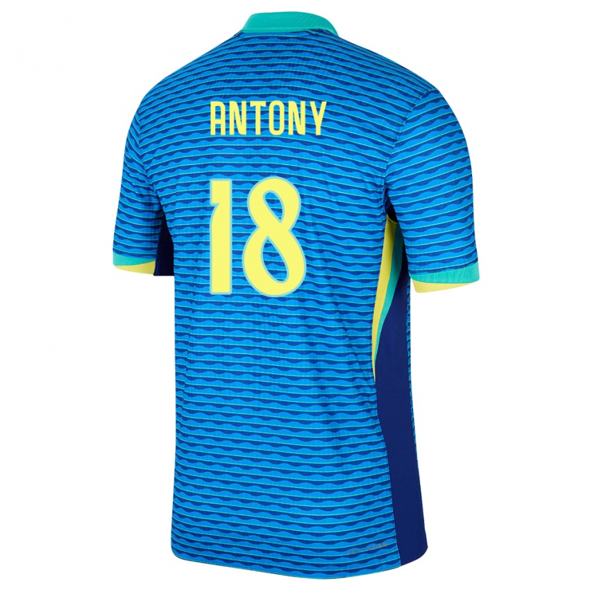 Kinder Brasilien Antony #18 Blau Auswärtstrikot Trikot 24-26 T-Shirt Belgien