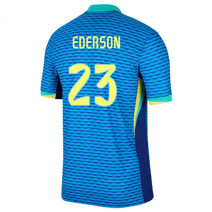 Kinder Brasilien Ederson #23 Blau Auswärtstrikot Trikot 24-26 T-Shirt Belgien