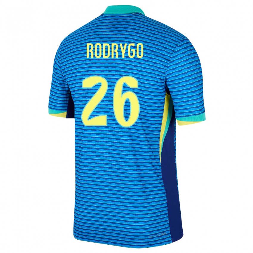 Kinderen Brazilië Rodrygo #26 Blauw Uitshirt Uittenue 24-26 T-Shirt België