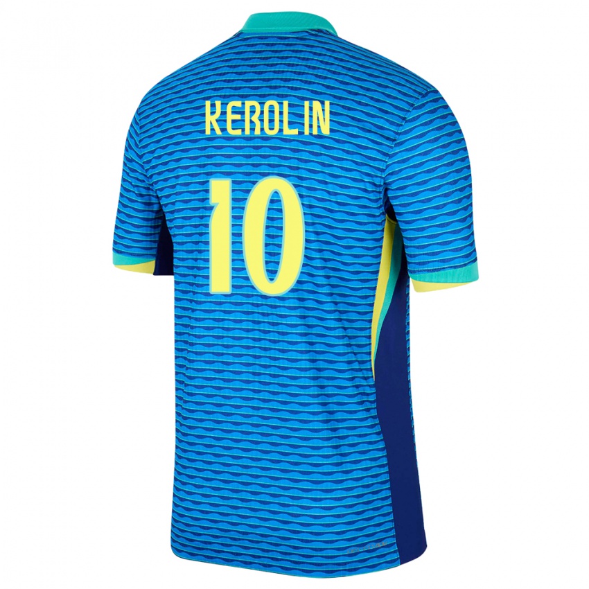 Kinderen Brazilië Kerolin Nicoli #10 Blauw Uitshirt Uittenue 24-26 T-Shirt België