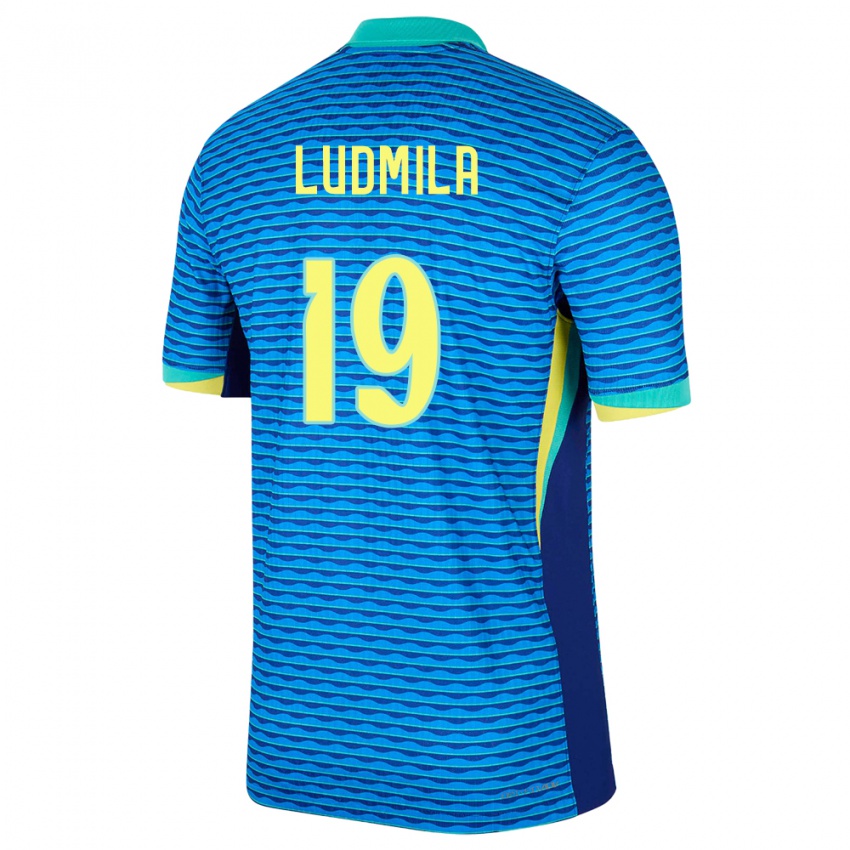 Enfant Maillot Brésil Ludmila #19 Bleu Tenues Extérieur 24-26 T-Shirt Belgique