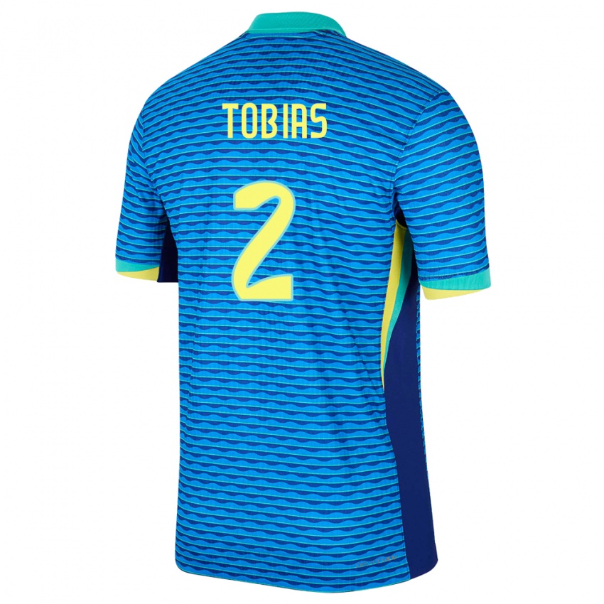 Enfant Maillot Brésil Vinicius Tobias #2 Bleu Tenues Extérieur 24-26 T-Shirt Belgique