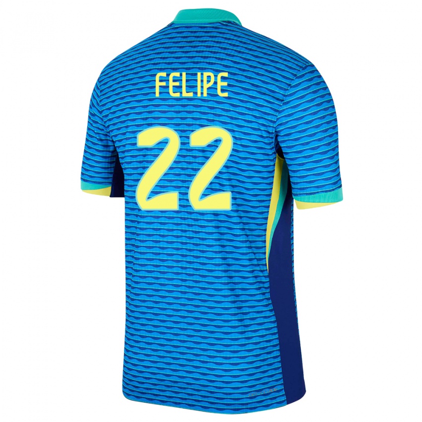 Kinder Brasilien Cayo Felipe #22 Blau Auswärtstrikot Trikot 24-26 T-Shirt Belgien