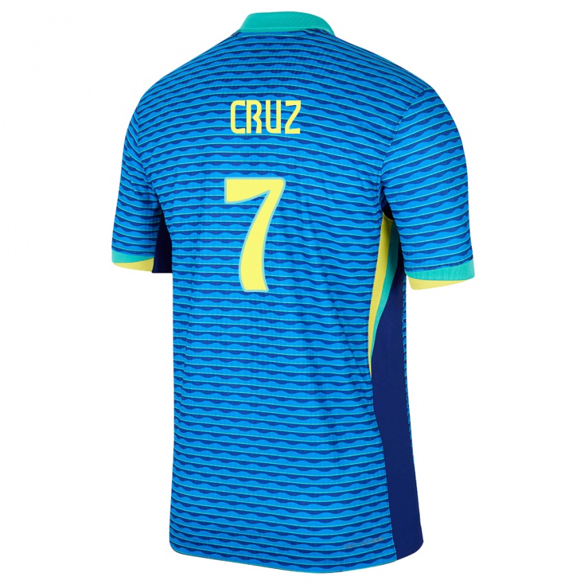 Kinderen Brazilië Joao Cruz #7 Blauw Uitshirt Uittenue 24-26 T-Shirt België