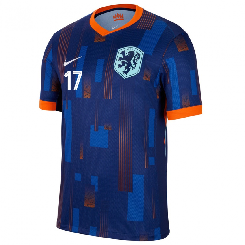 Kinder Niederlande Romee Leuchter #17 Blau Auswärtstrikot Trikot 24-26 T-Shirt Belgien