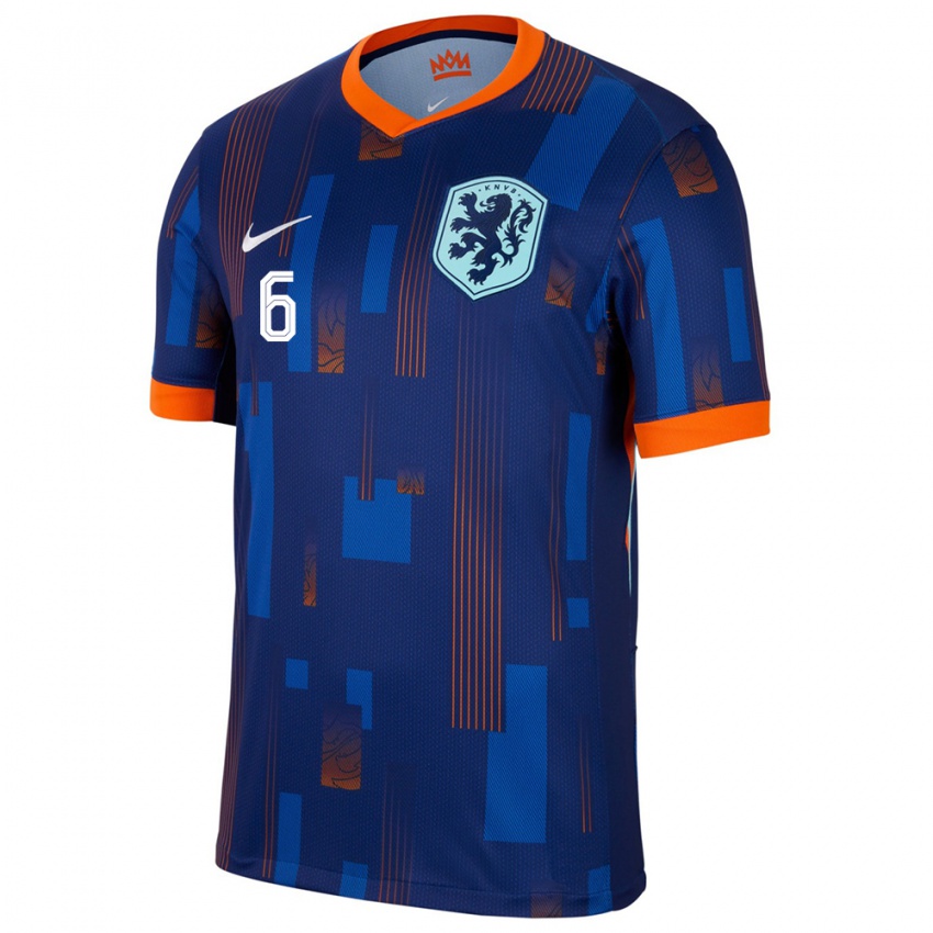 Kinder Niederlande Jill Roord #6 Blau Auswärtstrikot Trikot 24-26 T-Shirt Belgien