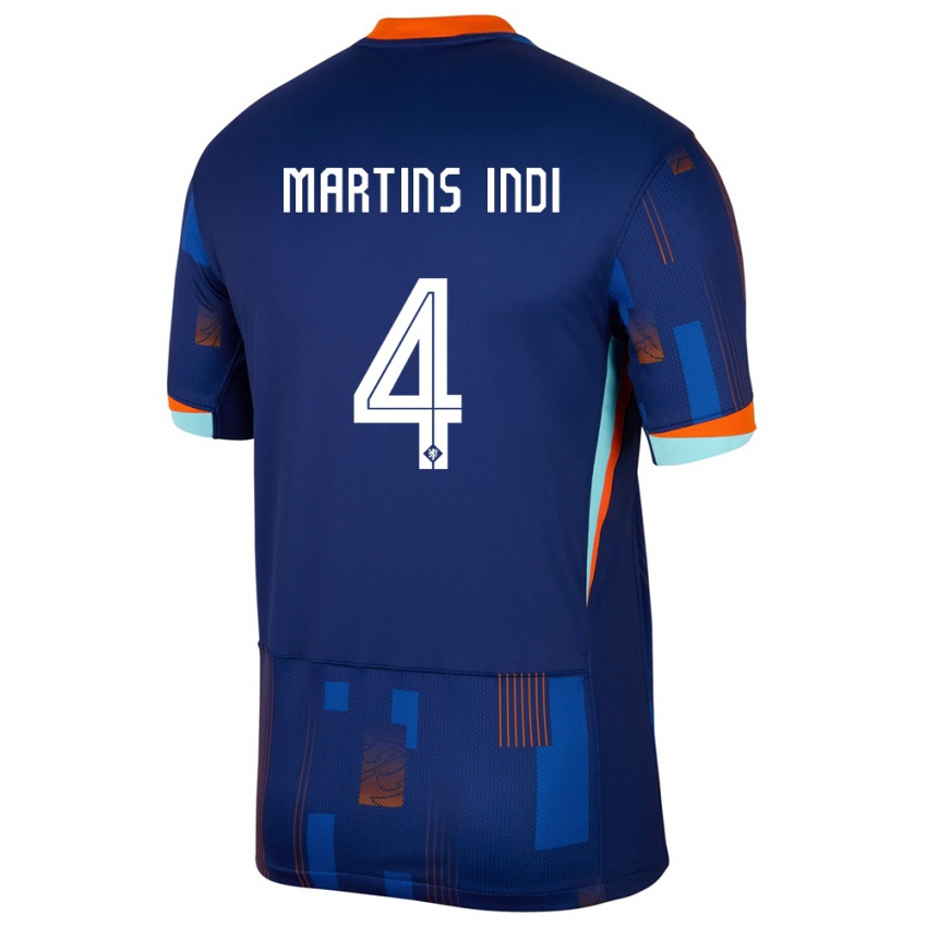 Enfant Maillot Pays-Bas Bruno Martins Indi #4 Bleu Tenues Extérieur 24-26 T-Shirt Belgique