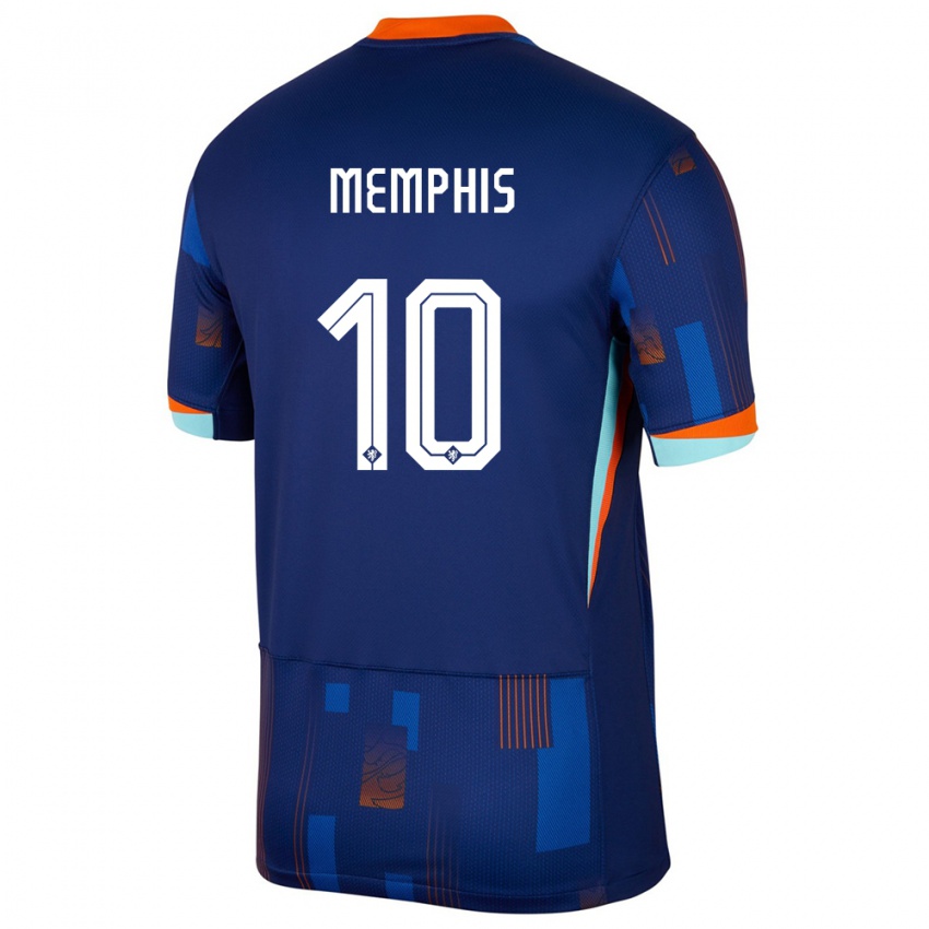 Kinderen Nederland Memphis Depay #10 Blauw Uitshirt Uittenue 24-26 T-Shirt België