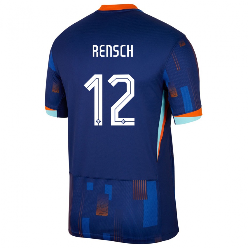 Kinder Niederlande Devyne Rensch #12 Blau Auswärtstrikot Trikot 24-26 T-Shirt Belgien