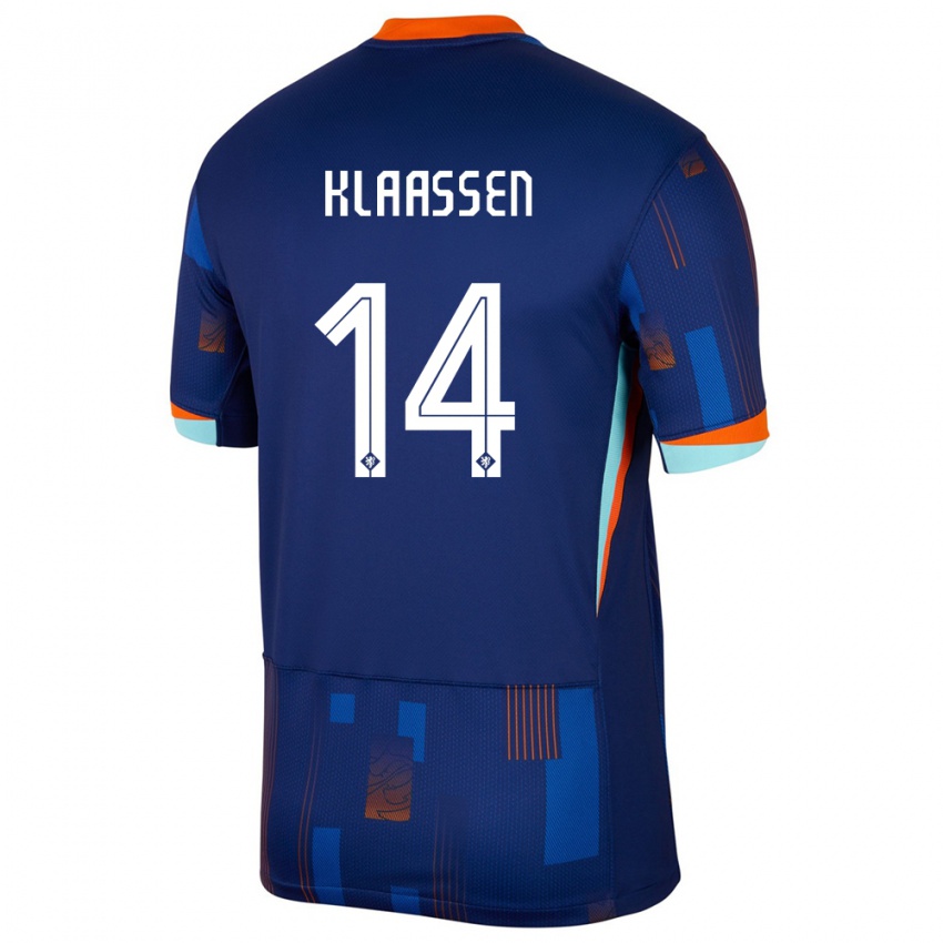 Kinder Niederlande Davy Klaassen #14 Blau Auswärtstrikot Trikot 24-26 T-Shirt Belgien
