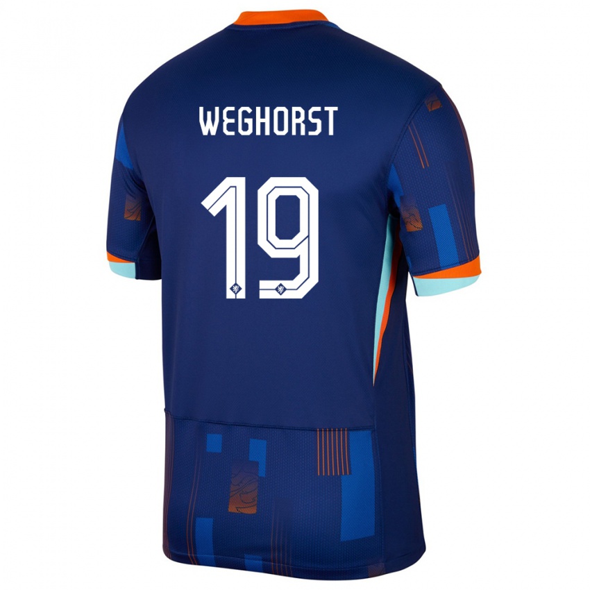 Enfant Maillot Pays-Bas Wout Weghorst #19 Bleu Tenues Extérieur 24-26 T-Shirt Belgique