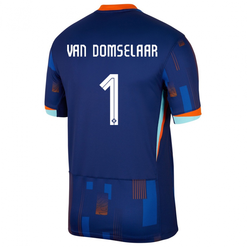 Kinder Niederlande Daphne Van Domselaar #1 Blau Auswärtstrikot Trikot 24-26 T-Shirt Belgien