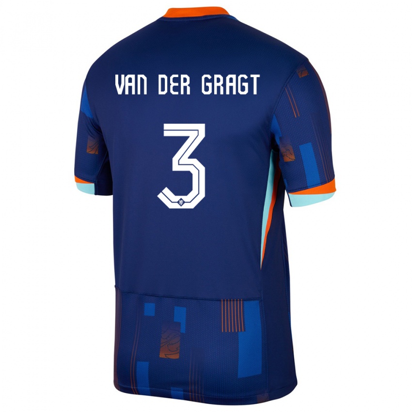 Kinder Niederlande Stefanie Van Der Gragt #3 Blau Auswärtstrikot Trikot 24-26 T-Shirt Belgien