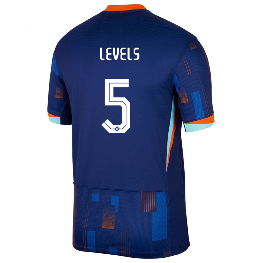Kinder Niederlande Janou Levels #5 Blau Auswärtstrikot Trikot 24-26 T-Shirt Belgien