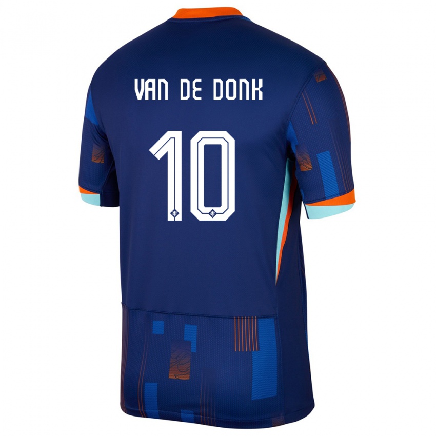 Kinder Niederlande Danielle Van De Donk #10 Blau Auswärtstrikot Trikot 24-26 T-Shirt Belgien