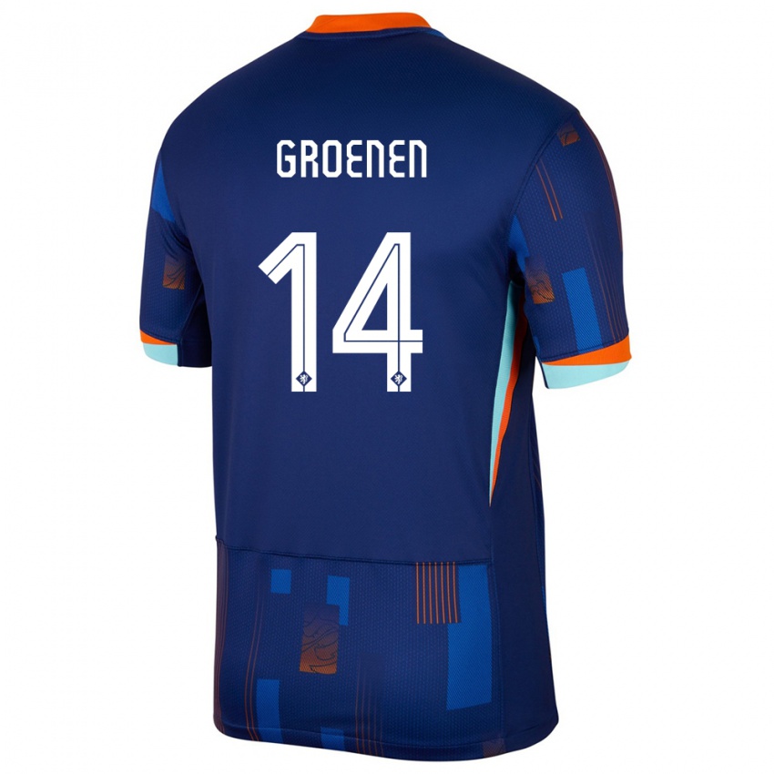 Enfant Maillot Pays-Bas Jackie Groenen #14 Bleu Tenues Extérieur 24-26 T-Shirt Belgique