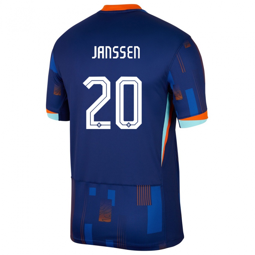 Kinder Niederlande Dominique Janssen #20 Blau Auswärtstrikot Trikot 24-26 T-Shirt Belgien