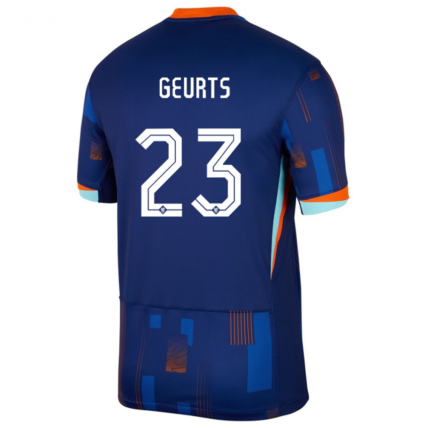 Kinder Niederlande Loes Geurts #23 Blau Auswärtstrikot Trikot 24-26 T-Shirt Belgien