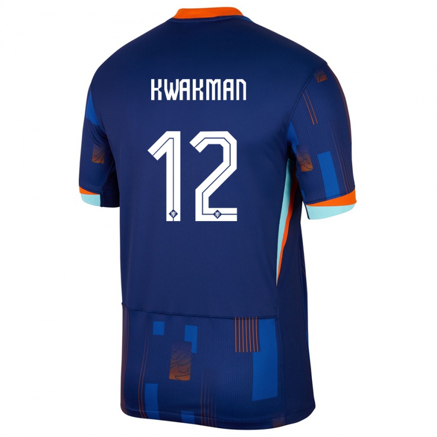 Kinder Niederlande Dave Kwakman #12 Blau Auswärtstrikot Trikot 24-26 T-Shirt Belgien